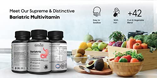 Kaitamin Bariatric Multivitamin With Iron - Easy-To-Swallow Capsule For Post Bariatric Surgery - Post Sleeve And Post Bypass With 42 Fruit & Veggies Blend - 120 Liquid Capsules - 2 Months’ Supply #TOP6