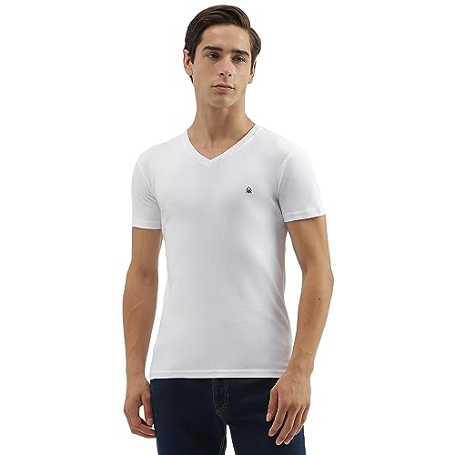 Image of UNITED COLORS OF BENETTON Men's Cotton Solid Regular Fit T-Shirt