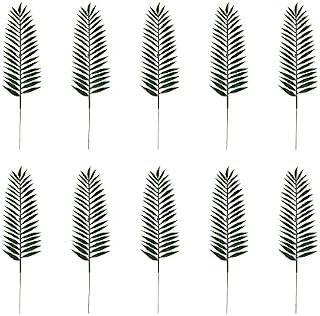 HEIGOO 10PCS Artificial Plants LeavesMini Tropical Palm Leaves Soft Washable Jungle Leaves DecorationsPerfect for Table Decoration Tropical Themed Birthday Party
