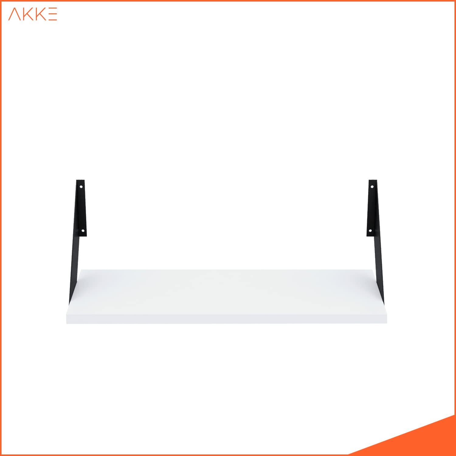 AKKE Wandregal - Hängeregal mit 18 mm Möbelplatte und Metallhalterungen - Wandablage für Moderne Wohnräume, Bücher, Pflanzen und Deko - Loft Flat 80 cm x 20 cm Weiß