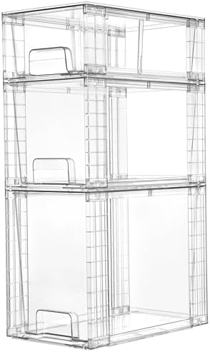 Vtopmart 3 Pack Clear Stackable Storage Drawers,Easy to Assemble ...