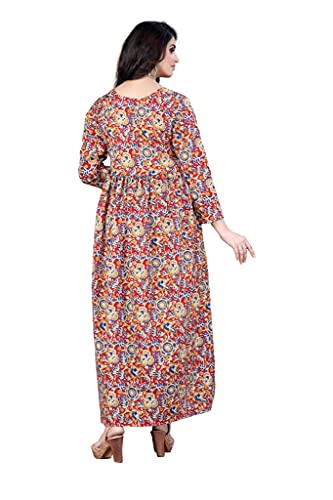 Image of H.E HAMZA ENTERPRISER Printed Crepe Material Brown Western Dress For Women