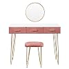 Woltu MB6080rs Make-uptafel met kruk en spiegel, kaptafel met schuifladen, groot tafelblad van 100 x 40 cm, moderne make…