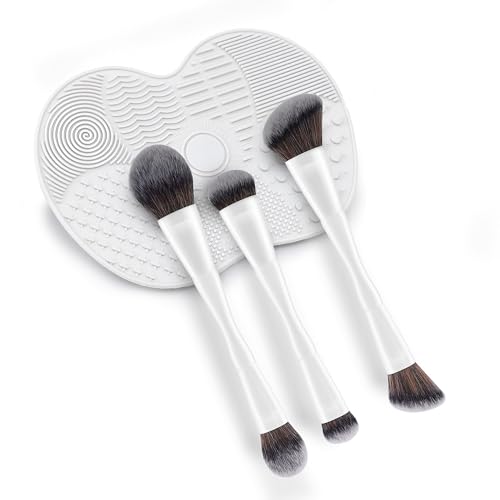 UKABEL Brochas de Maquillaje Profesional, Kit de Brochas de Maquillaje + Limpiador de Brochas, Set de 6 Brochas De Doble Punta (6 en 3), Pelo Suave y Agradable, Mango Ergonómico, Makeup Brush kit