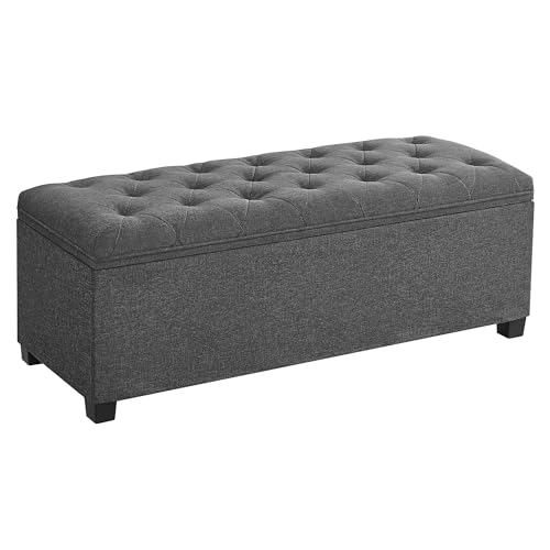 SONGMICS Storage Ottoman Bench, Foot Rest with Legs, 15.7 x 43.3 x 15.7 Inches, End of Bed Bench, Storage Chest, Load up to 660 lb, for Living Room, B