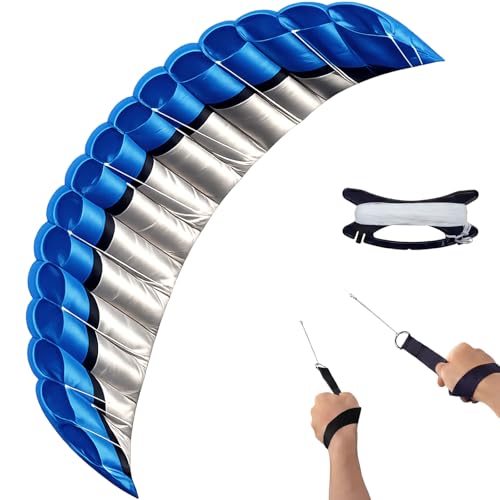 Teyva Daily 2.5m Dual Line Stunt Parafoil Kites with Flying Tool Power Sports Kite Outdoor for Beach Open Space Outdoor Places, Blue