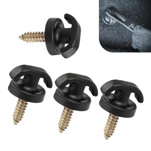 Fiknonk 4 PCS Car Cargo Net Hooks, Metal-plastic Tailgate Net Tie-down Fastener, Universal for Most Cars, Trucks, SUVs (Black)
