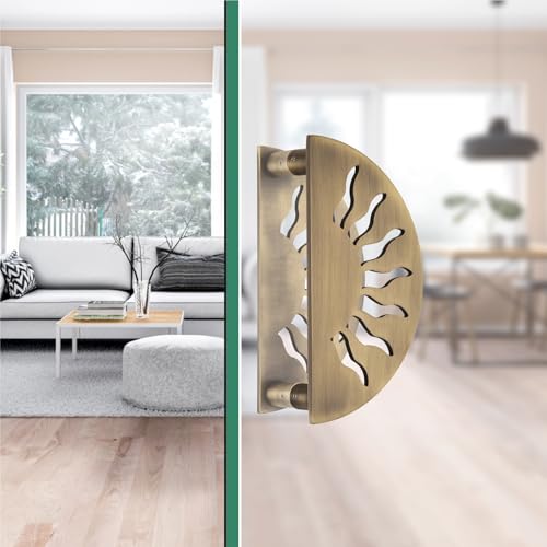 Image of COMPASS Stainless Steel 6-inch Round Shape Door Handle for Main Door and Pull-Push Handle of Home /Hotel /Office Door Hardware for Single and Double Door - Pack of 1 Set (Brass Antique)