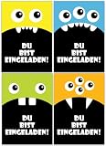 20 Einladungskarten Kindergeburtstag: Monster Geburtstagseinladungen Einladungen Geburtstag Kinder Mädchen (20 Karten mit 20 passenden Umschlägen Briefumschlägen)
