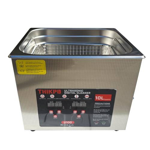 THIKPO Professional 10L Ultrasonic Cleaner 300W 40kHz with Digital Timer & Heater 110V 304 Sus Tank Stairess Steel Basket for Industrial, Lab, Medical, Jewelry, Watches, Glasses, Large Parts