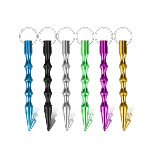 SHPUJUN Kubotan Selbstverteidigung Schlüsselanhänger Damen – 6 Stück Aluminium Tactical Keychain, Glasbrecher Notfallhammer, Legale Selbstverteidigung für Frauen & Männer, EDC Sicherheitswerkzeug