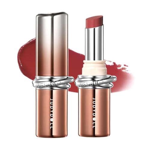 JUDYDOLL PDRN Stay Shine Lipstick Nourishing with Salmon Dna Serum&80% Rose Collagen Essence Dual-Layer Color Lock Transfer-Resistant Long Wear Nude Color(105 Confident Nude)