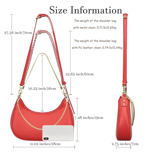 Image of Shoulder Bag for Women PU Leather Crossbody Bags Clutch Purse with Adjustable Strap Crescent Women's Hobo Handbag with Zipper
