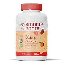 SmartyPants Kids Multivitamin Gummies Omega 3 Fish Oil EPA/DHA, Vitamin D3, C, Vitamin B12, B6, A, K & Zinc for Immune Support, Biotin, Gluten Free, Three Fruit Flavors, 120 Count 30 Day Supply