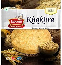 Jabsons Roasted Ajwain Khakhra, 180 gm | 100% Roasted | No Onion No Garlic | Ready To Eat | Vacuum Packed | Healthy Tea Time Snack | Diet-Friendly Gujarati Flatbread (Pack of 1)