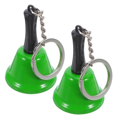 SOLUSTRE 2pcs Kids Metal Handheld Bells Keychain Vintage Christmas Bell Keyring for Girls Boys Women Men Classroom Pet Training