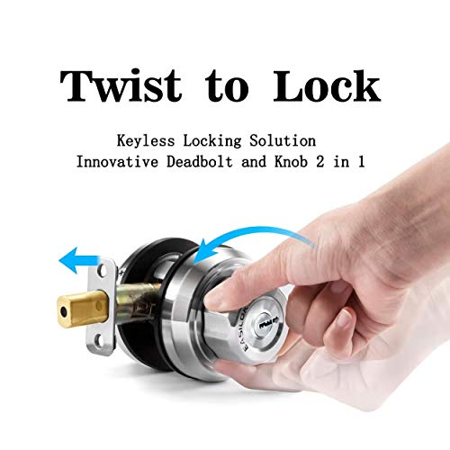 Easilok Twist To Lock Deadbolt Lock Keyless With Anti-Mislock Button,A Night Latch Is Unpickable On Interior Keeping Front Door Lock Locked As Well Unlocked Status As You Prefer,Single Lock #TOP6