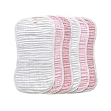 MUKIN Baby Muslin Burp Cloth Set of 6, Ultra Soft Absorbent Thick Cotton Burping Cloths for Unisex Newborn Babies, 20'' by 10'' Neutral Milk Spit Up Rags Boys Girls - Baby Must Haves. (Gradient Pink)