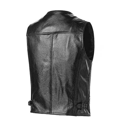 Chaleco de cuero para hombre abrigo slim negro de un solo pecho XXXL 3