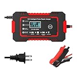 Mandark Car Battery Charger, 12V 6A Smart Fully Automotive Battery Trickle Charger, Portable Vehicle Battery Maintainer Desulfator with Temperature Compensation, Universal for SUV RV Truck (Red)