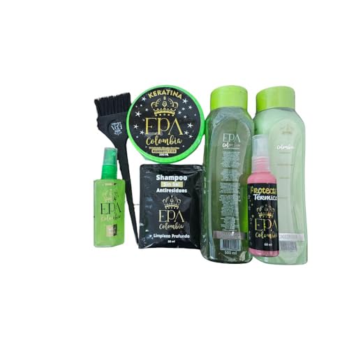 Mini combo Keratina Verde Epa Colombia (6 Pack) + Obsequio Mini combo Keratina Kit Epa Colombia Shampoo Acondicionador Porcion de Keratina Protector termico y Brocha