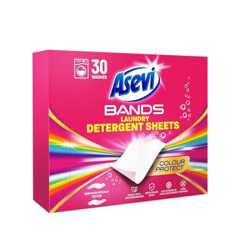Asevi Bands, Laundry Detergent Sheets, Hypoallergenic, 30 Washes, Colour Protect