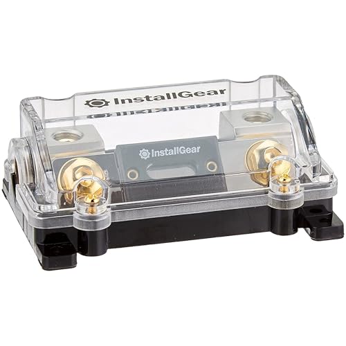InstallGear 100 Amp In-Line ANL Fuse Holder - 0/2/4 Gauge AWG, Black, Glass, Copper, 24V DC, UL Listed