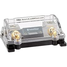 InstallGear 100 Amp In-Line ANL Fuse Holder - 0/2/4 Gauge AWG, Black, Glass, Copper, 24V DC, UL Listed