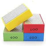 Eulihent 4 Pezzi di Tamponi Abrasivi |Tamponi Diamantati per pietra, marmo, cemento | Levigatura, molatura, lucidatura e sbavatura di bordi taglienti | Grani 60# 100# 200#400#
