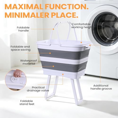 Panier linge pliable grand volume avec bassine lavage multi usage intégrée