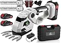 Cordless Hedge Trimmer,2 in 1 Cordless Grass Shear & Hedge Shear/Shrubbery Trimmer with Dual-Action Blade Cutting Capacity,Hedge Shear with 2 PCS Rechargeable Battery and Charger for Garden,Lawn