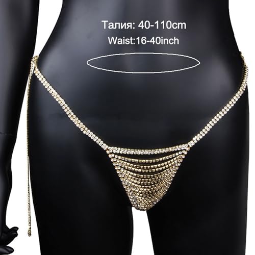Calcinha fio dental brilhante sexy com strass corrente de borla de cristal calcinha fio dental verão