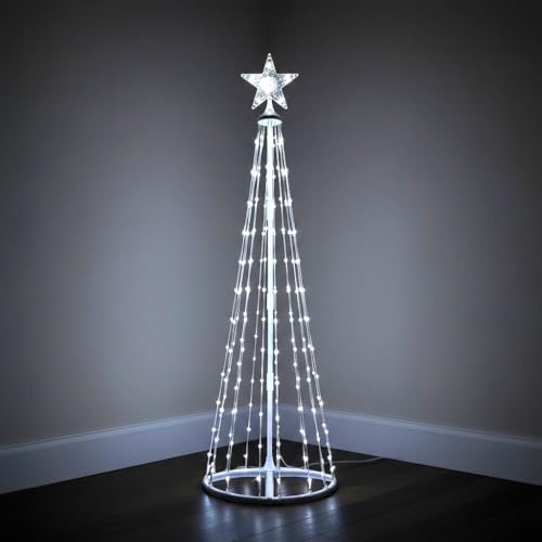 Árbol de Navidad con Luces Led y Estrella, 1.8m Metros 266 led Impermeable IP44 luz 8 Modos y temporizador Fiestas, Bodas, decoración Navideñas interior o exterior 220-240v (Luz Blanca 1.8 Metros)