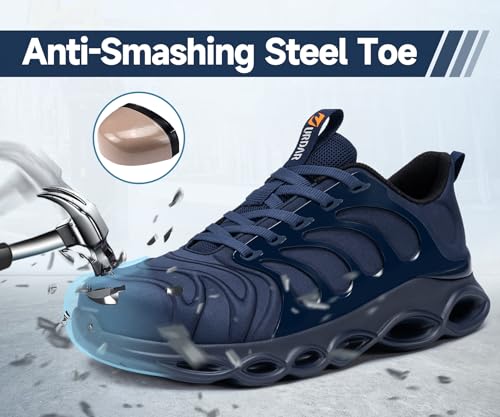 Image of Steel Toe Shoes for Men Comfortable Safety Shoes Work Lightweight Steel Toe Sneakers Breathable Safety Sneakers Industrial Work Footwear