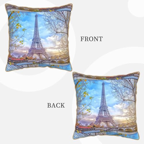 Housse coussin velours Tour Eiffel douce pour décoration salon - 4