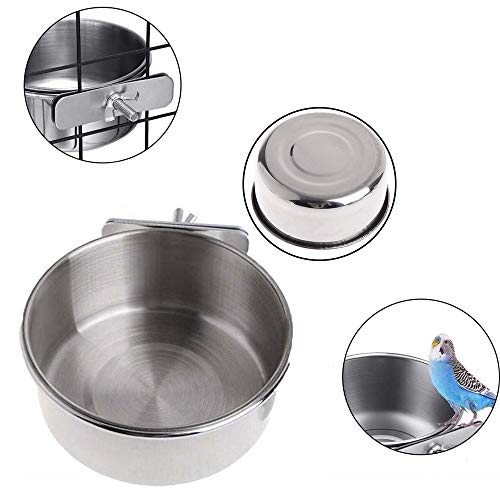 Water Food Bowl Bird Cage Cups, 2 stuks RVS Vogel Opknoping Bowl, Vogelvoeding Schotel Cups, Dierenkooi Water Food Bowl… - Afbeelding 6
