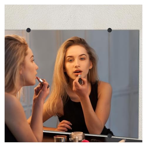 Image of Frameless Mirror Mounting Hardware Kit Zinc Alloy Mirror Holder Clips Round Shape Dual-Screw Fixing Mirror Glass Hanging Bracket with Screws and Anchors Fit for 3-5mm Thickness (Black, Set of 8)