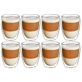 EASYWARE Premium Set de Vasos y Tazas de Doble Pared de Vidrio Termico Borosilicato Para Capucchino Espresso Té Café Etc...