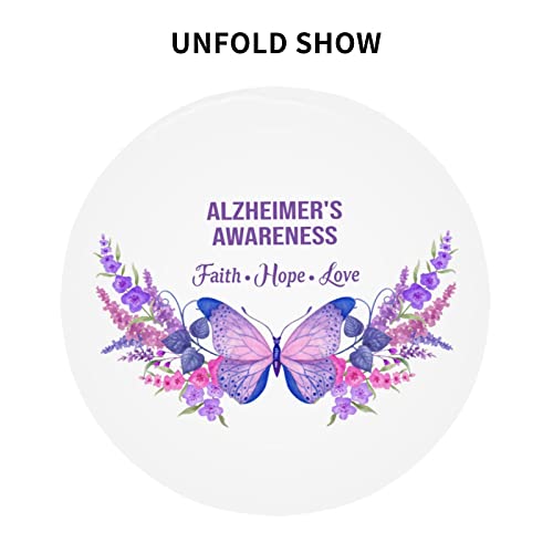 Faith Hope Love Butterfly Alzheimer's Awareness Tablecloth Round Table Cover Washable Polyester Table Cloth For Kitchen Party Picnic Dining Decor 60 Inch #TOP3