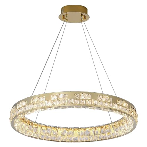 SDdPulse Luxury Crystal Chandelier Modern Living Room Stainless Steel High-end LED Chandelier - Restaurant Lighting Fixtures Adjustable Chandeliers,One Color-60cm