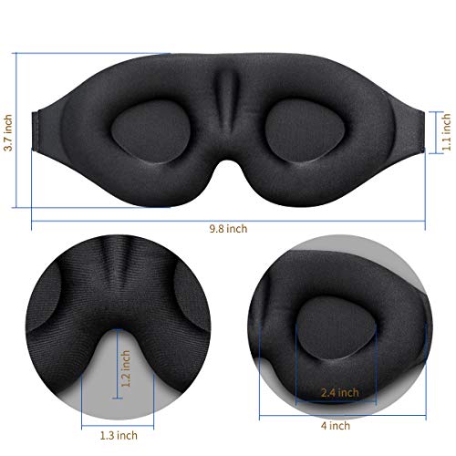 Sleep Mask for Women Men Sleeping, 3D Contoured Cup Blindfold Concave Molded Night Eye Mask Block Out Light, Soft Comfort Adjustable Eye Shade Create Total Darkness for Travel, Naps, Yoga, Meditation