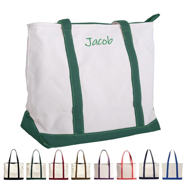 Women's Custom Embroidered Tote Bag with Name, Foldable Tote Bag with Zipper, Suitable for Travel & Work