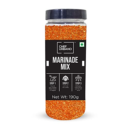 Image of Chef Urbano Marinade Mix 190g | Perfect Barbecue Tikka Masala Rub Spice Marinate Seasoning | All Purpose Seasoning | Zero Added Colours, Fillers, Additives & Preservatives | Vegetarian