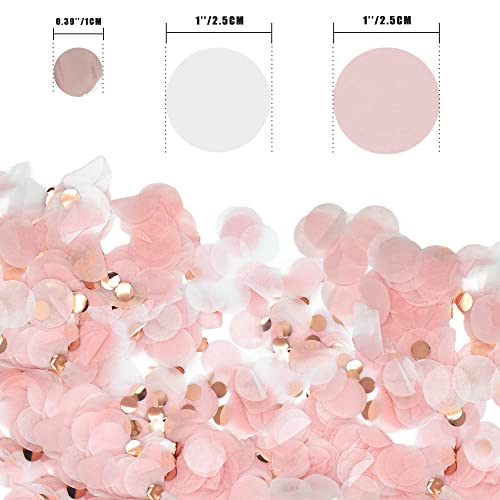 Acantha Round Tissue Confetti Glitter,Rose Gold Pink White Paper Tissue Confetti Dots thumb #1