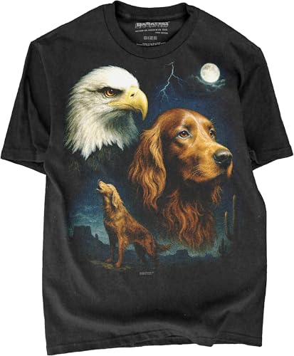 Irish Setter Moonlit Artwork Premium Black Tshirt - 100% Cotton - for Men & Women