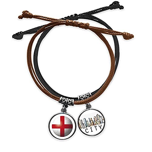 Bracelet Angleterre Corde Main Chaîne Football Drapeau Cuir pour supporter