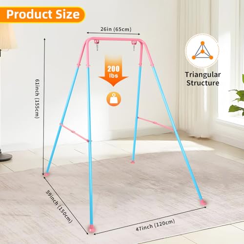 Image of Foldable Swing Stand for Kids, Heavy-Duty Metal Swing Frame for Indoor /Outdoor, Suitable for Most Baby Toddler Swings, Easy to Assemble & Store, Swings not Included