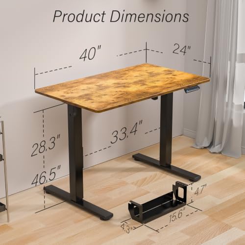 Image of Kingant Standing Desk, 40x24 Inch Electric Height Adjustable Computer Desk