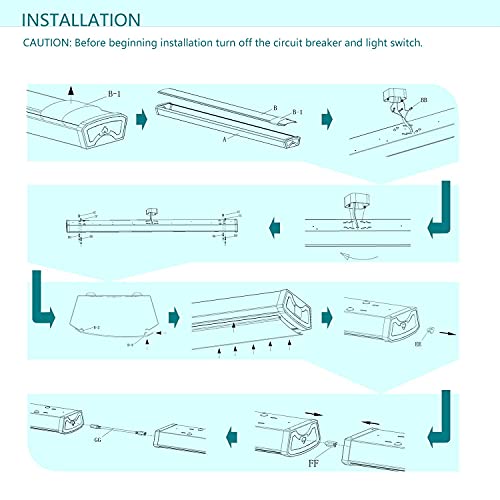 Antlux 4Ft Led Wraparound Light Linkable Shop Lights For Garage, 40W 4400 Lumens, 4000K, 4 Foot Integrated Wrap Around Linear Puff Office Ceiling Lighting Fixture, Fluorescent Tube Replacement, 8 Pack #TOP6