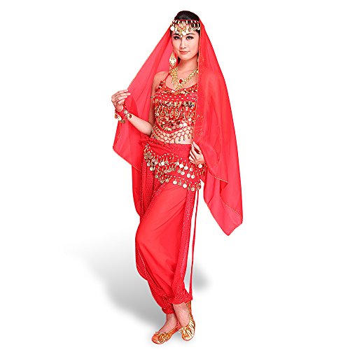 Femme belly danse du ventre déguisement costume carnaval paillettes danse top pantalons